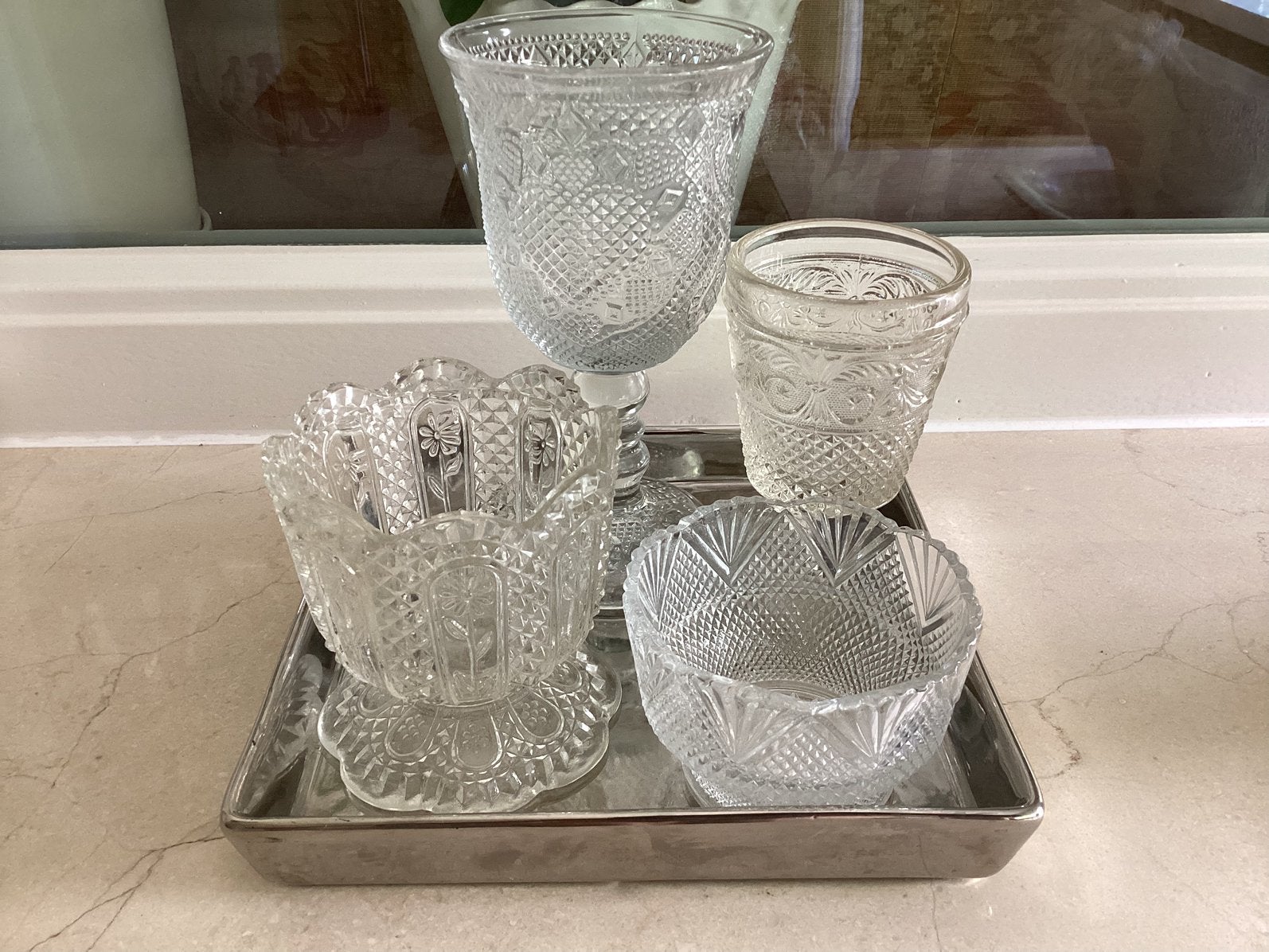 Verzameling SFEERLICHTHOUDERS van geslepen oud glas, Ophalen of Verzenden, Zo goed als nieuw, Overige typen