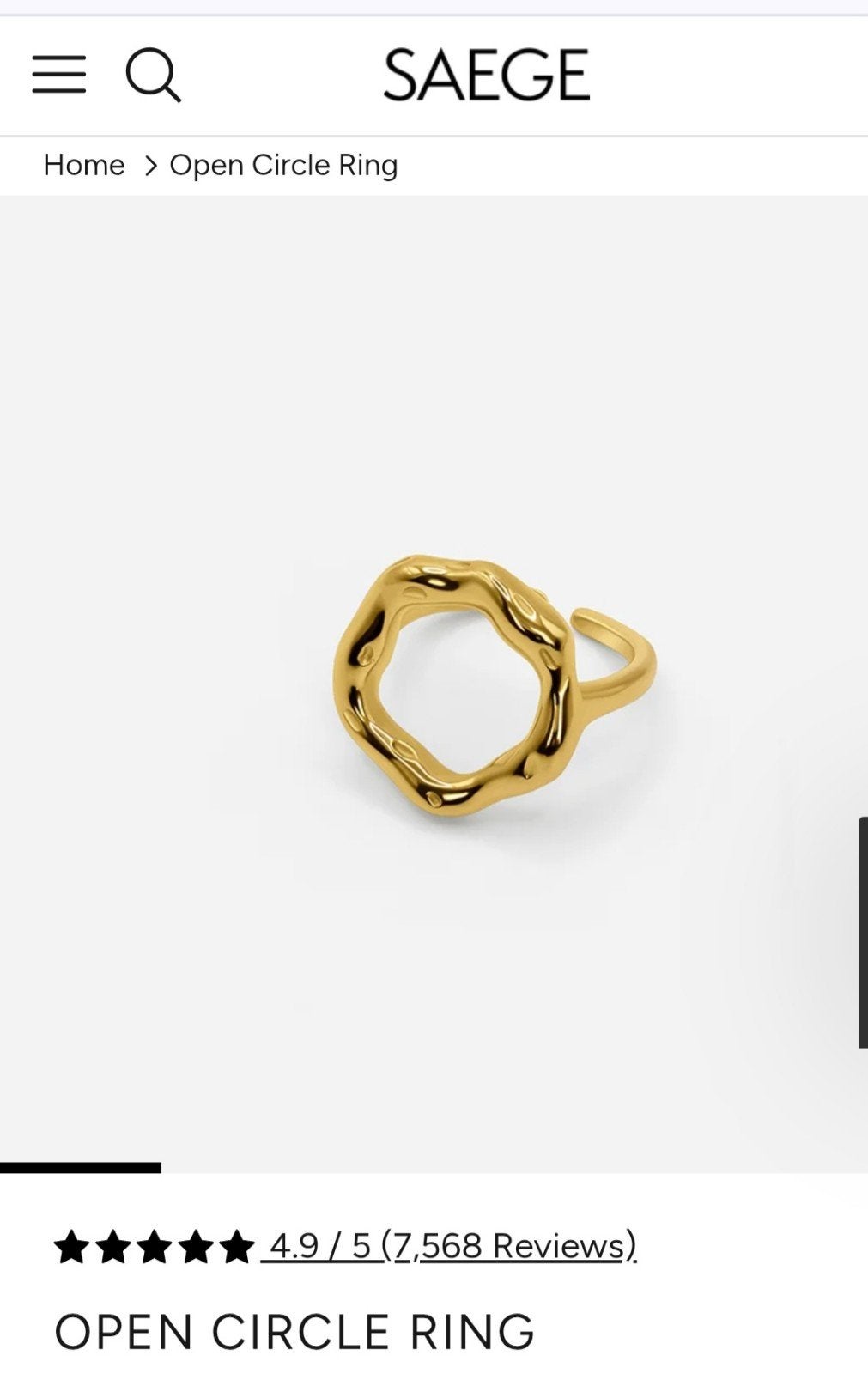 Gouden Open Cirkel Ring, Sieraden, Tassen en Uiterlijk, Ringen, Overige materialen, Nieuw, Ophalen of Verzenden, 17 tot 18