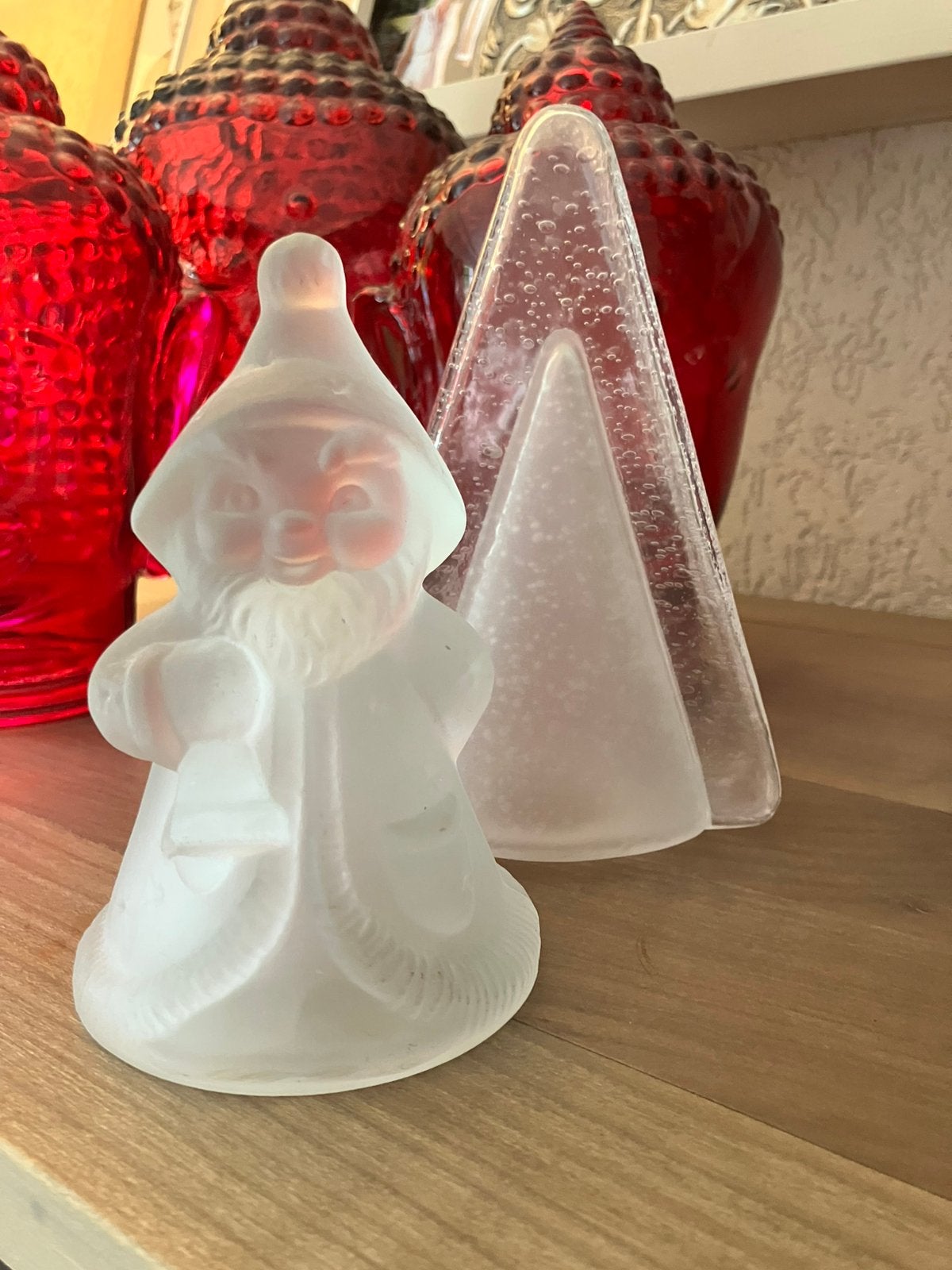Vintage Goebel Frosted Glass kerstman / kerstbel, Antiek en Kunst, Ophalen of Verzenden