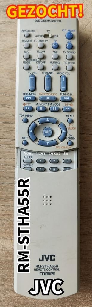 Afstandsbediening JVC RM-STHA55R, Ophalen of Verzenden