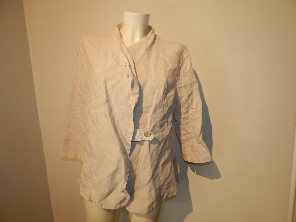 Oska linnen jasje overslag model beige zand tint L, Verzenden, Beige, Maat 42/44 (L), Jasje