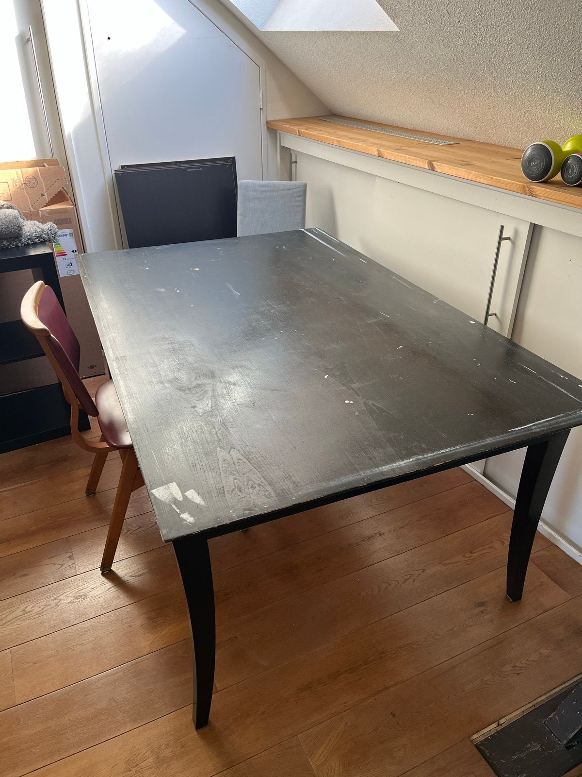 Zwarte eettafel, gebruikt, 170 cm lang, Ophalen, Gebruikt, 100 tot 150 cm, 150 tot 200 cm