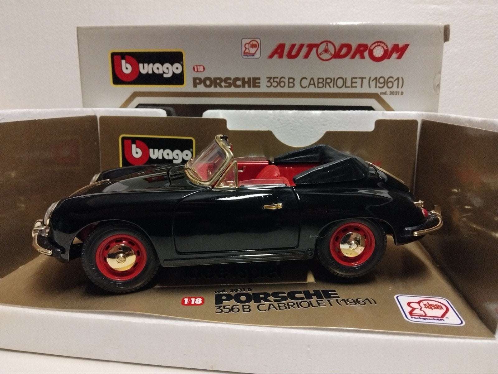 Porsche 356 B cabriolet 1961 Autodrom Bburago 1:18 KRD, Ophalen of Verzenden, Zo goed als nieuw, Auto, Overige merken