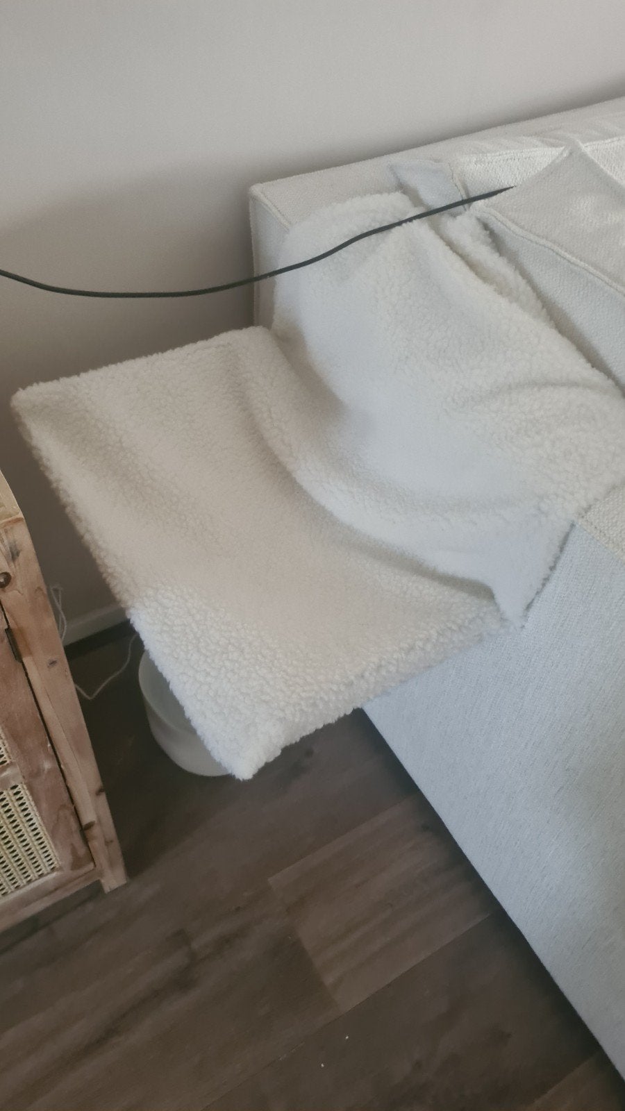 Witte Teddy Fleece Deken - katten bankje, Ophalen of Verzenden, Zo goed als nieuw, Wit, Textiel