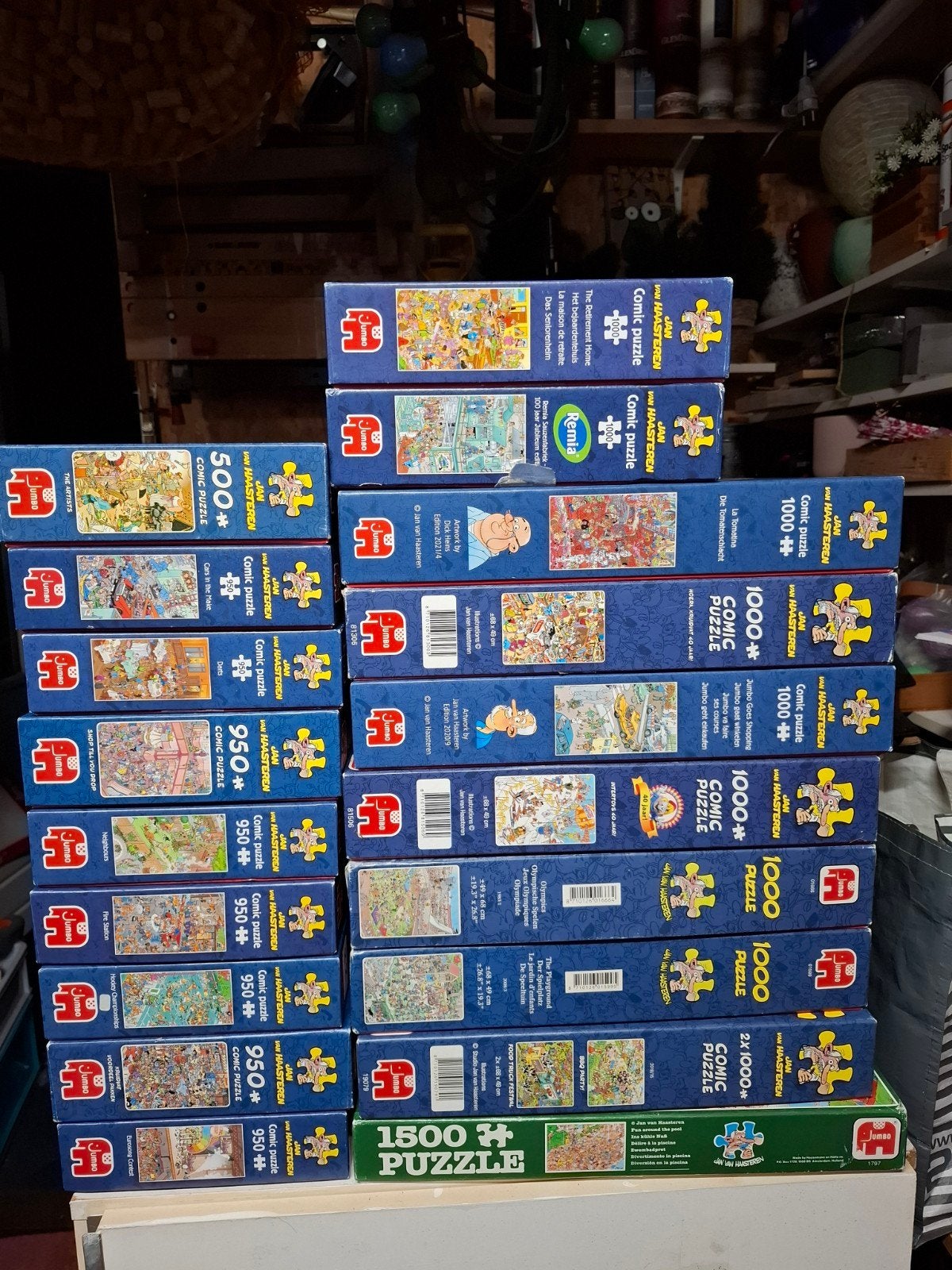 Grote collectie Jan van Haasteren puzzels (500-1500 stukjes), Ophalen of Verzenden, 500 t/m 1500 stukjes, Gebruikt, Legpuzzel