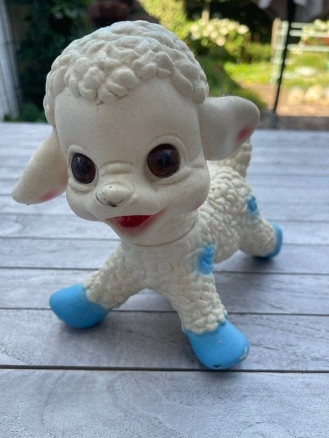 Ledraplastic piepbeest pieppop lam schaap werkende piep, Verzamelen, Ophalen of Verzenden, Gebruikt