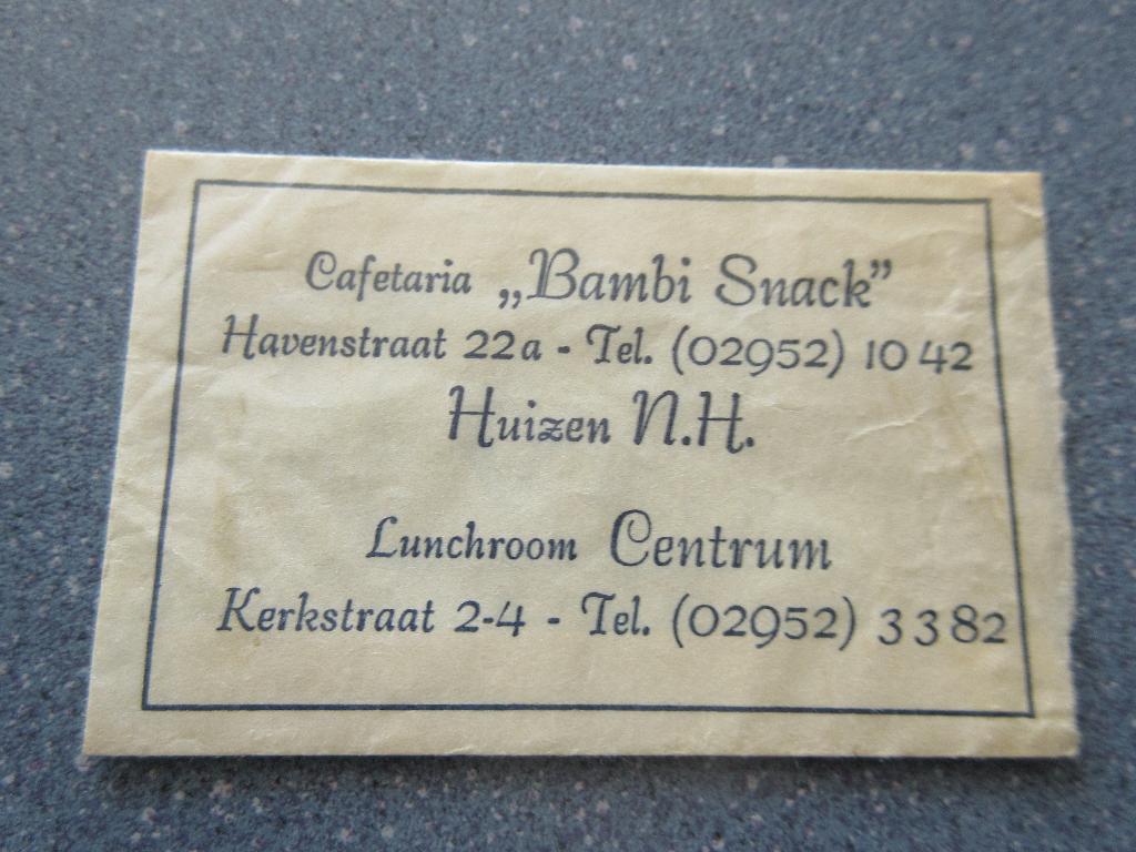 Huizen, cafetaria Bambi Snack / lunchroom Centrum, Verzenden, Nederland