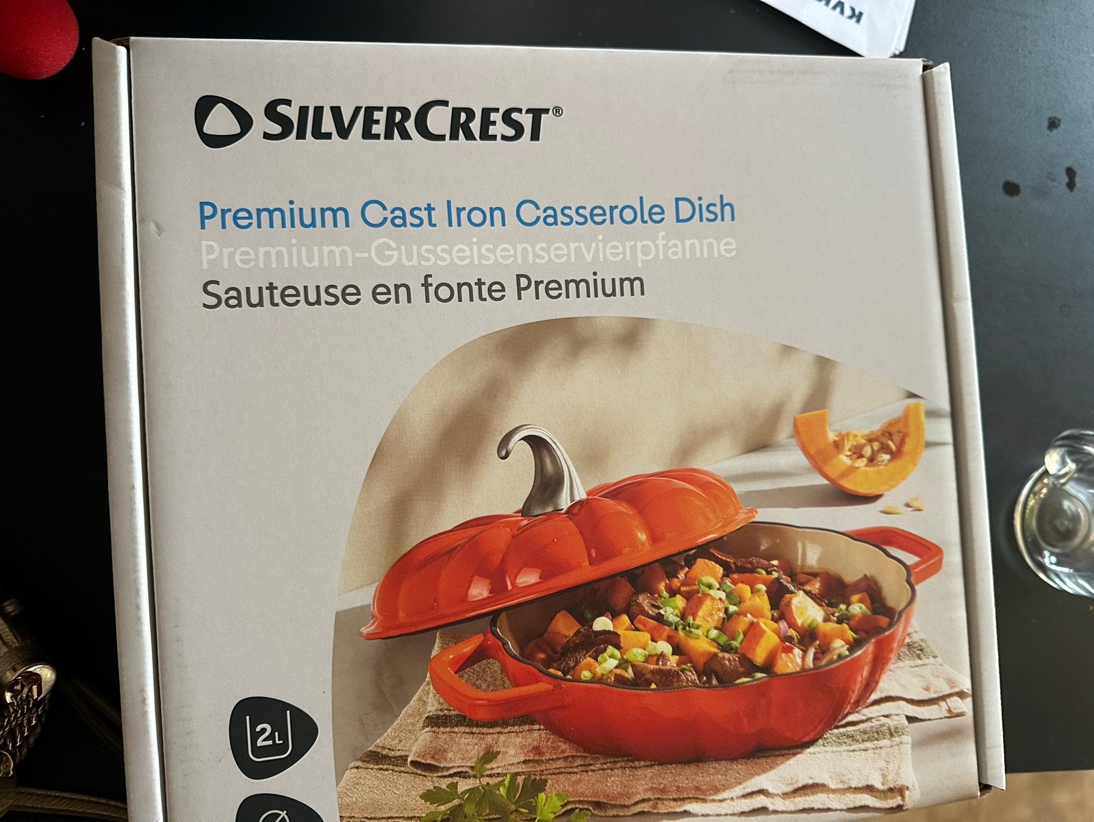 Silvercrest pompoen pan 2 liter - Gietijzeren braadpan, Ophalen, Met deksel, Nieuw, Overige merken