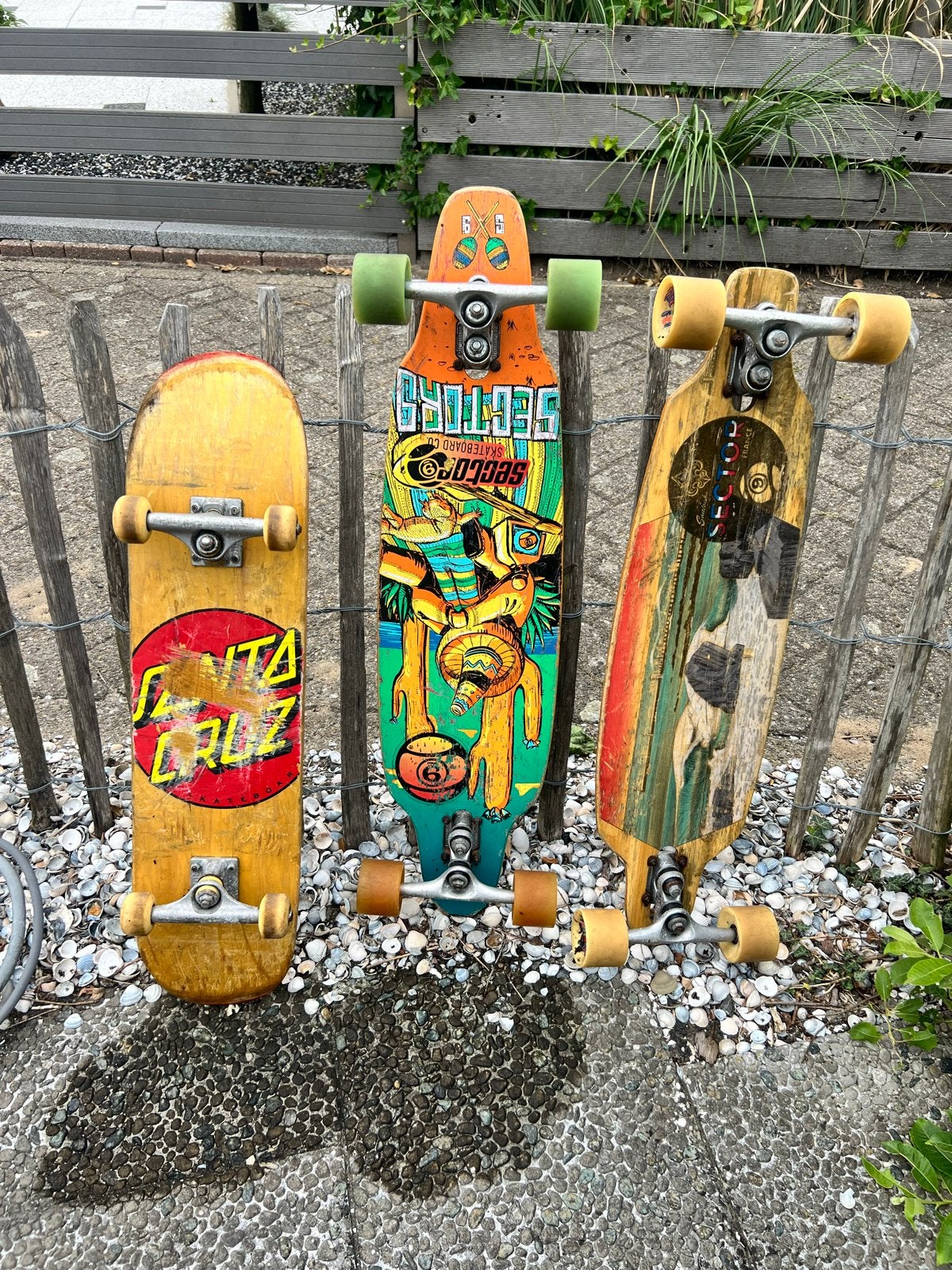 Set van 3 Longboards - Santa Cruz, Sector 9, Sport en Fitness, Skateboarden, Ophalen, Gebruikt, Skateboard, Longboard