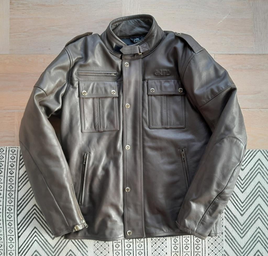 GUNS premium leren motorjas vintage style - Bruin - 54 (XL), Heren, Jas | leer, Ophalen of Verzenden, Guns