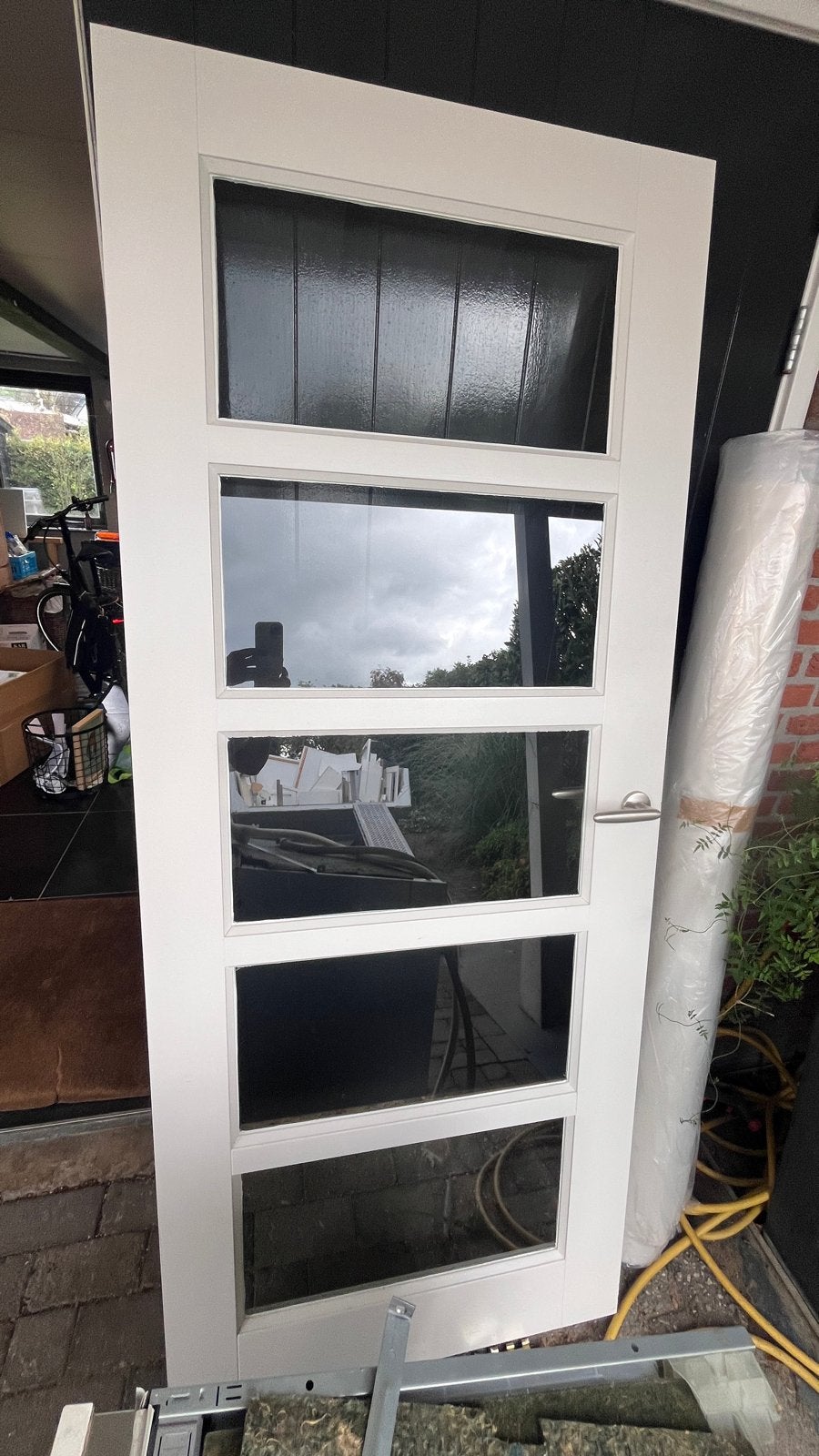 Stompe deur met glas 82x198,5 cm in goede staat, Ophalen, Gebruikt, 80 tot 100 cm, Binnendeur