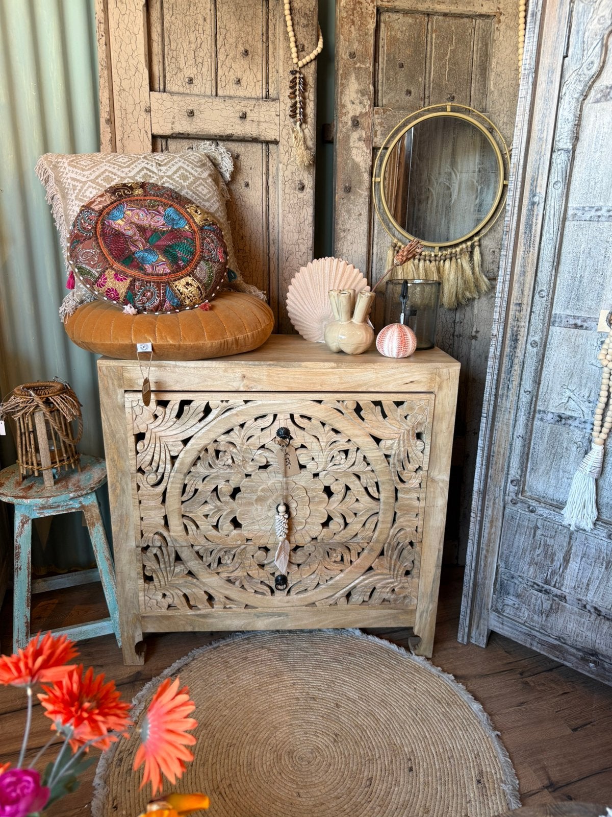Prachtige India/Ibiza style ladekast, Huis en Inrichting, Kasten | Ladekasten, Ophalen, 50 tot 100 cm, Zo goed als nieuw, 3 of 4 laden