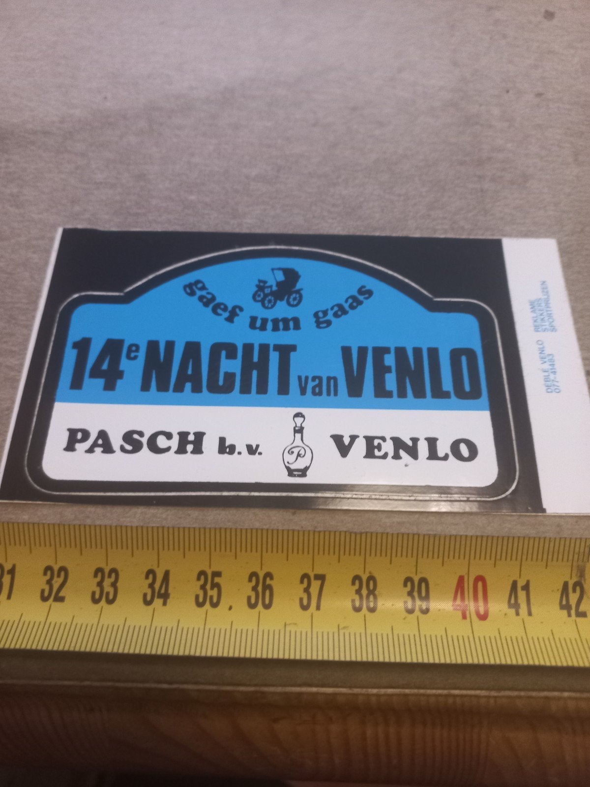Vintage Sticker 14e Nacht van Venlo Pasch b.v. Reclame, Ophalen of Verzenden