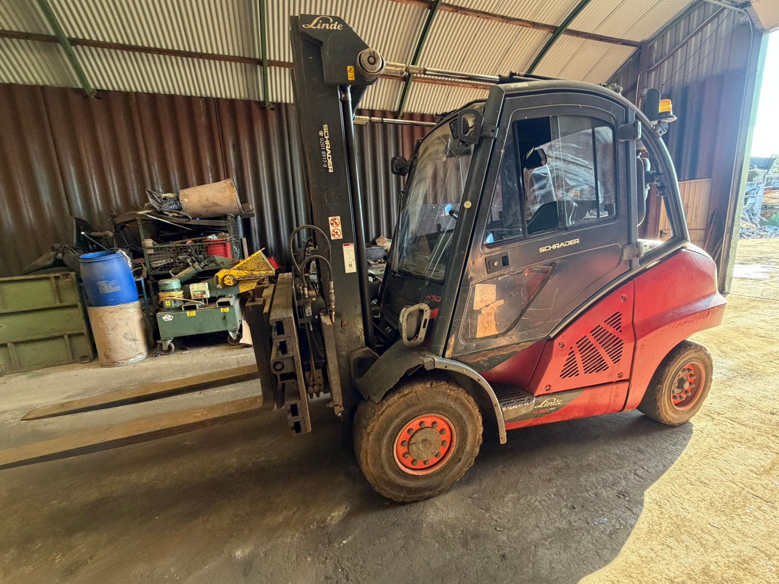 Linde H50D EVO met draaikop rotator en spreider hydraulisch, Meer dan 4000 kg, Ophalen, Diesel, Heftruck
