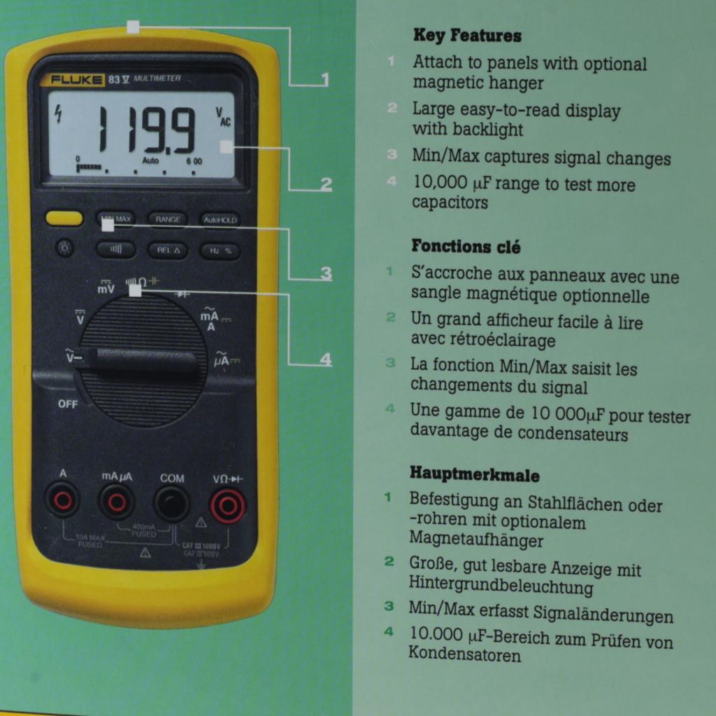 Fluke 83V Industrial Multimeter | Nieuw in doos, Fluke, Nieuw, Support@fluke.com, 6920 Seaway Blvd
Everett, WA 98203
USA