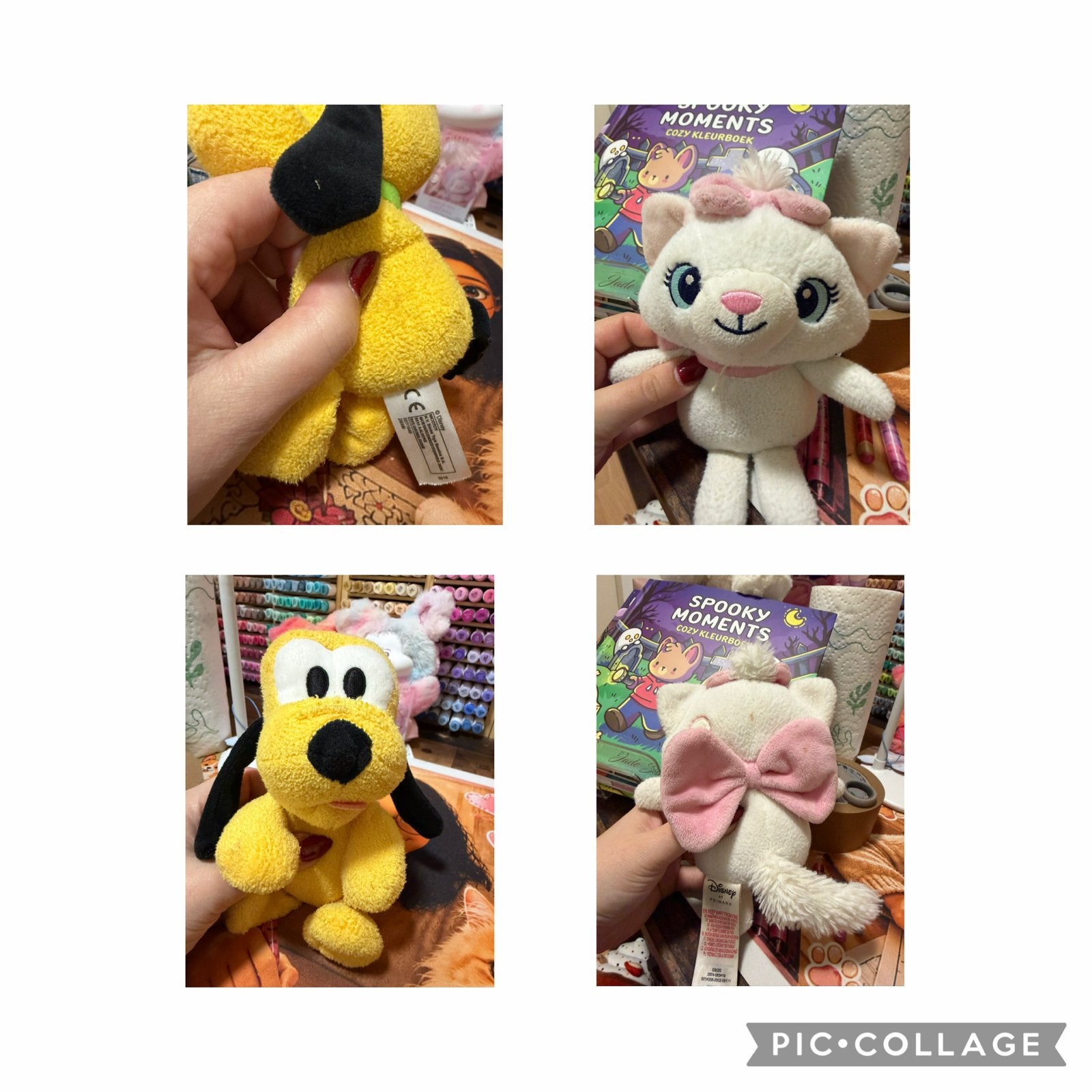 Set van 2 Disney knuffels: Pluto en Marie, Gebruikt, Disney, Meerkleurig, Klein (minder dan 20 cm)