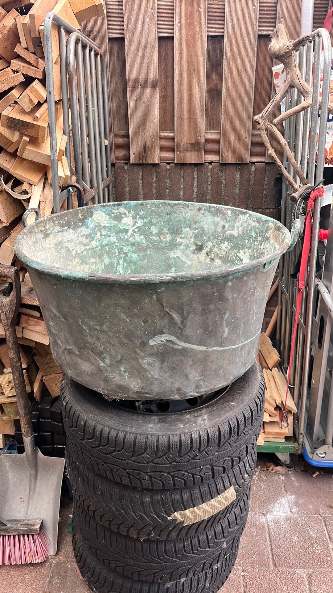 Hele grote oude koperen ketel, Tuin en Terras, Ophalen, Gebruikt, 100 cm of meer, Rond