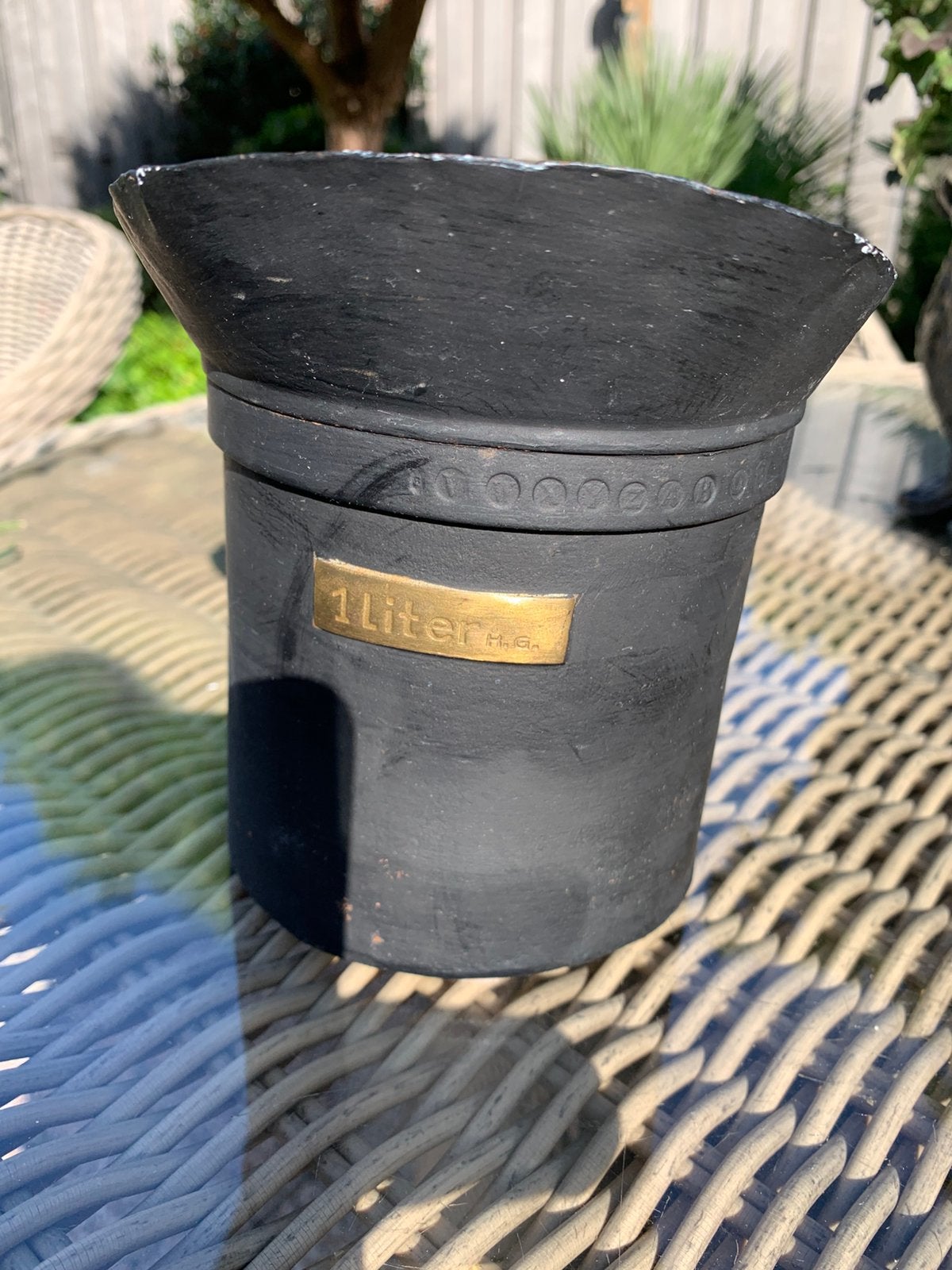 Antieke melk/olie pint  1 liter koper plaatje 10 ijken, Ophalen of Verzenden