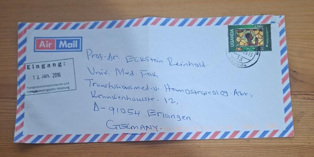 Oeganda Envelop, Ophalen of Verzenden, Overige landen, Gestempeld