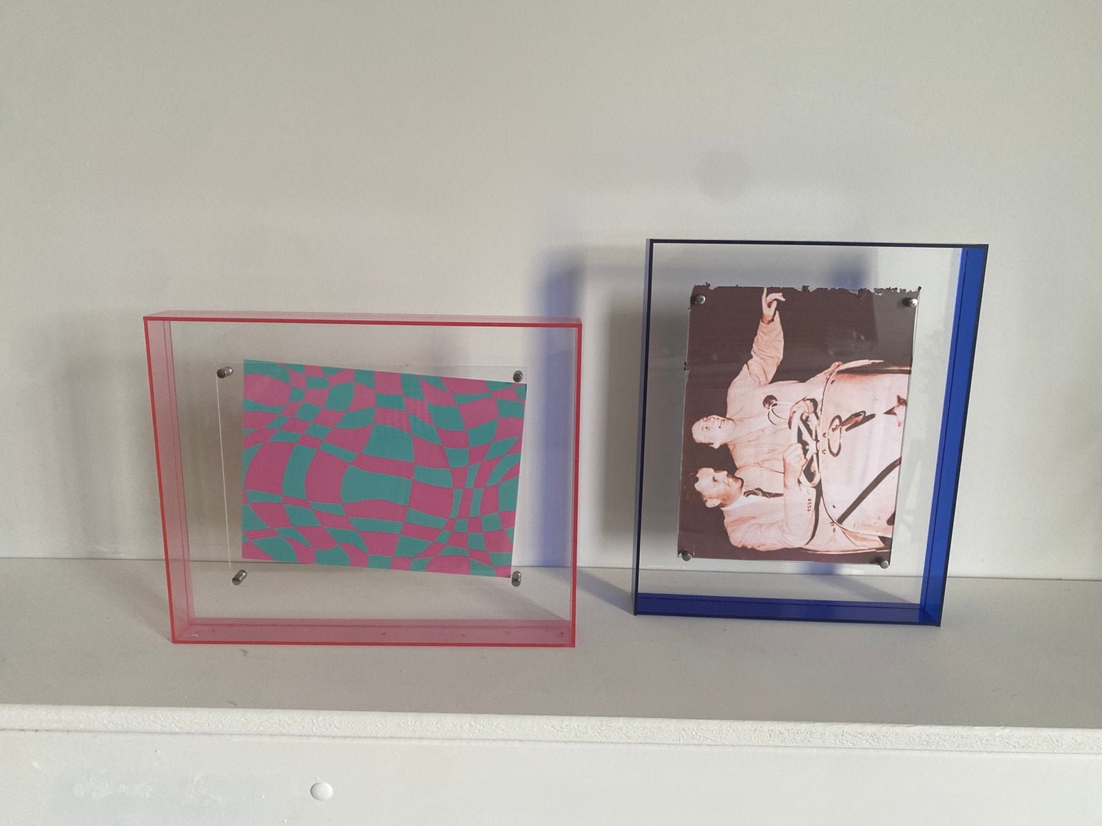 Roze en blauwe fotolijst, Ophalen of Verzenden, Zo goed als nieuw
