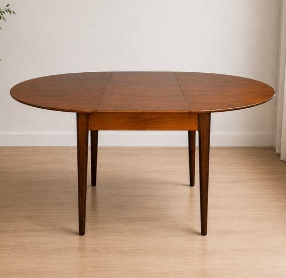 Vintage Ronde Uitschuifbare Eettafel, Rond Jaren 60, 60s, Huis en Inrichting, Tafels | Eettafels, Ophalen, Gebruikt, 100 tot 150 cm