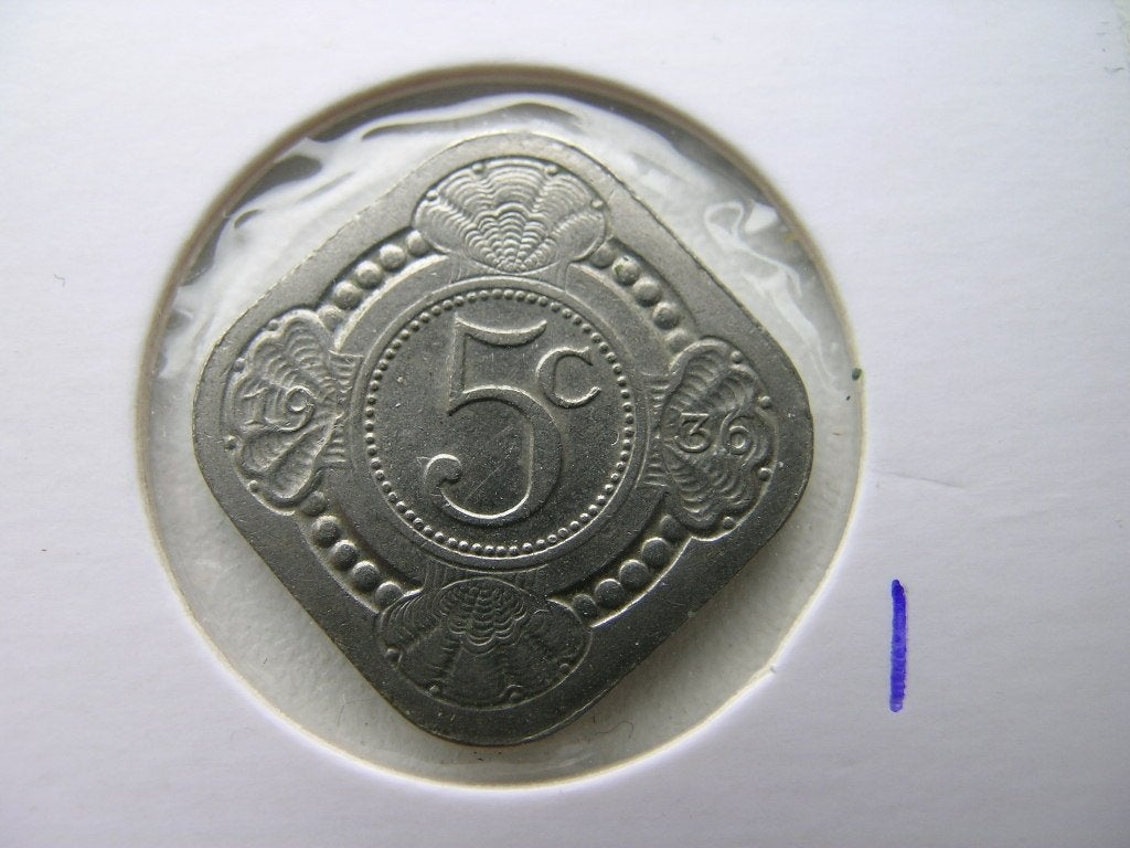 Stuiver 1936, Ophalen of Verzenden, Koningin Wilhelmina, 5 cent, Losse munt
