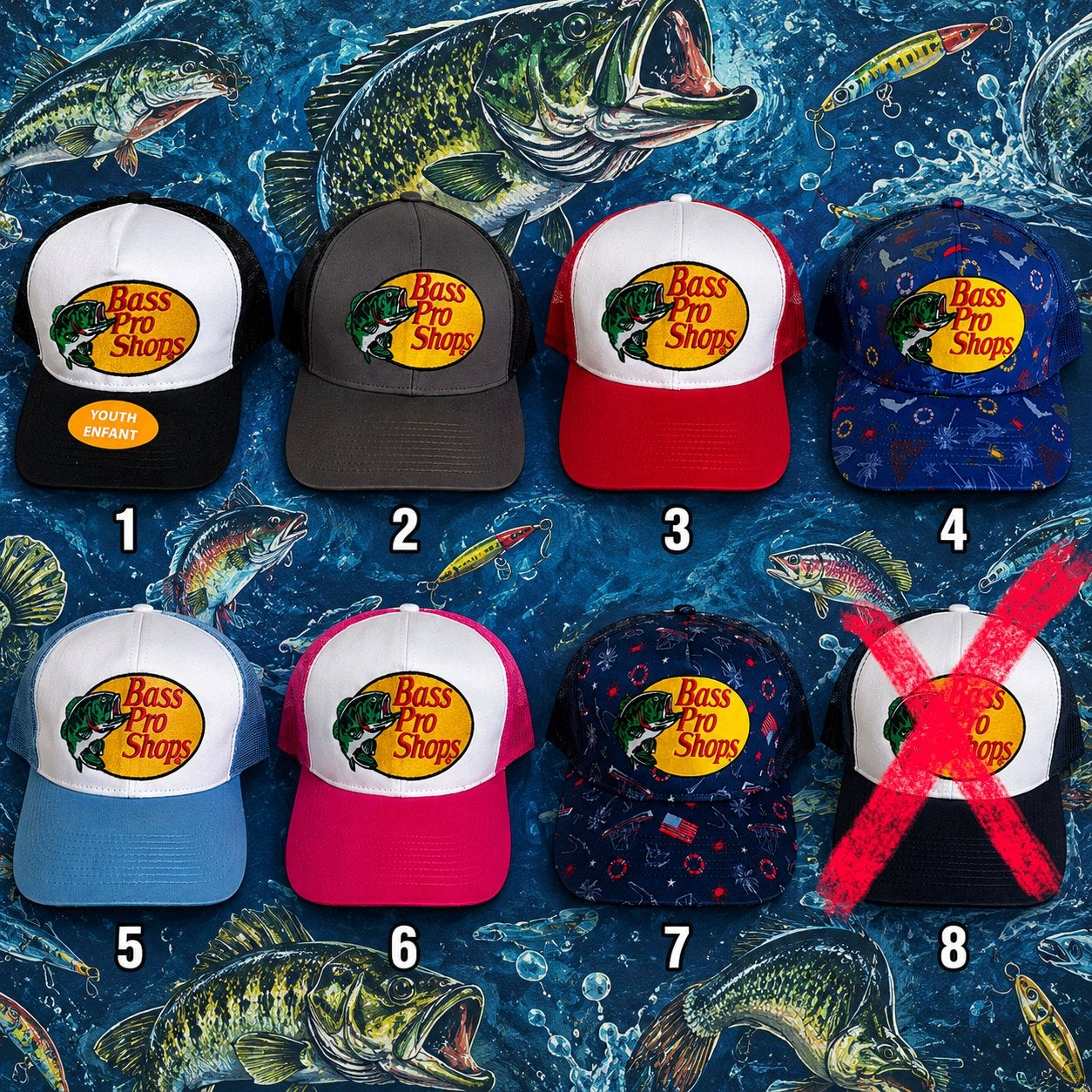 NEW Bass Pro Shops Trucker pet cap - 8  Kleuren, Ophalen of Verzenden, Nieuw, One size fits all, Pet