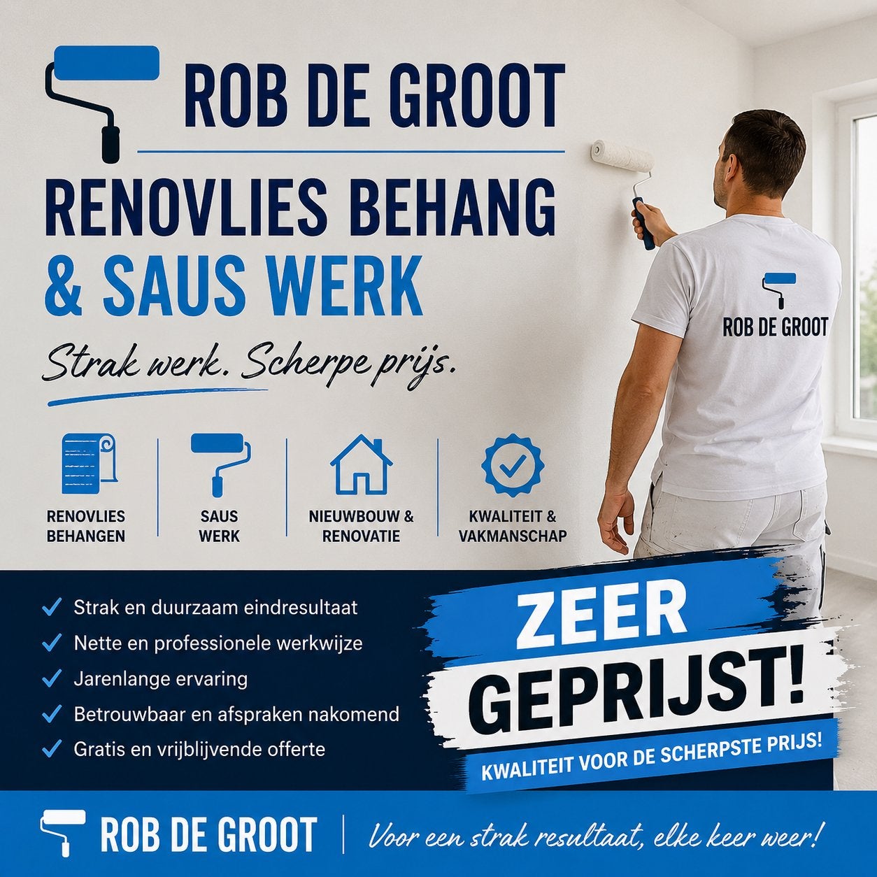 Renvlies behang& saus werk ZEER GEPRIJST DOOR HEEL NEDERLAND, Behangen