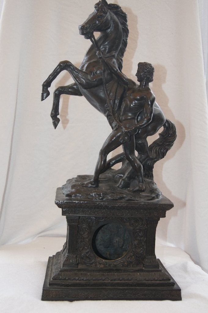 Man met stijgerend paard  ( Brons, Antiek en Kunst, Ophalen of Verzenden