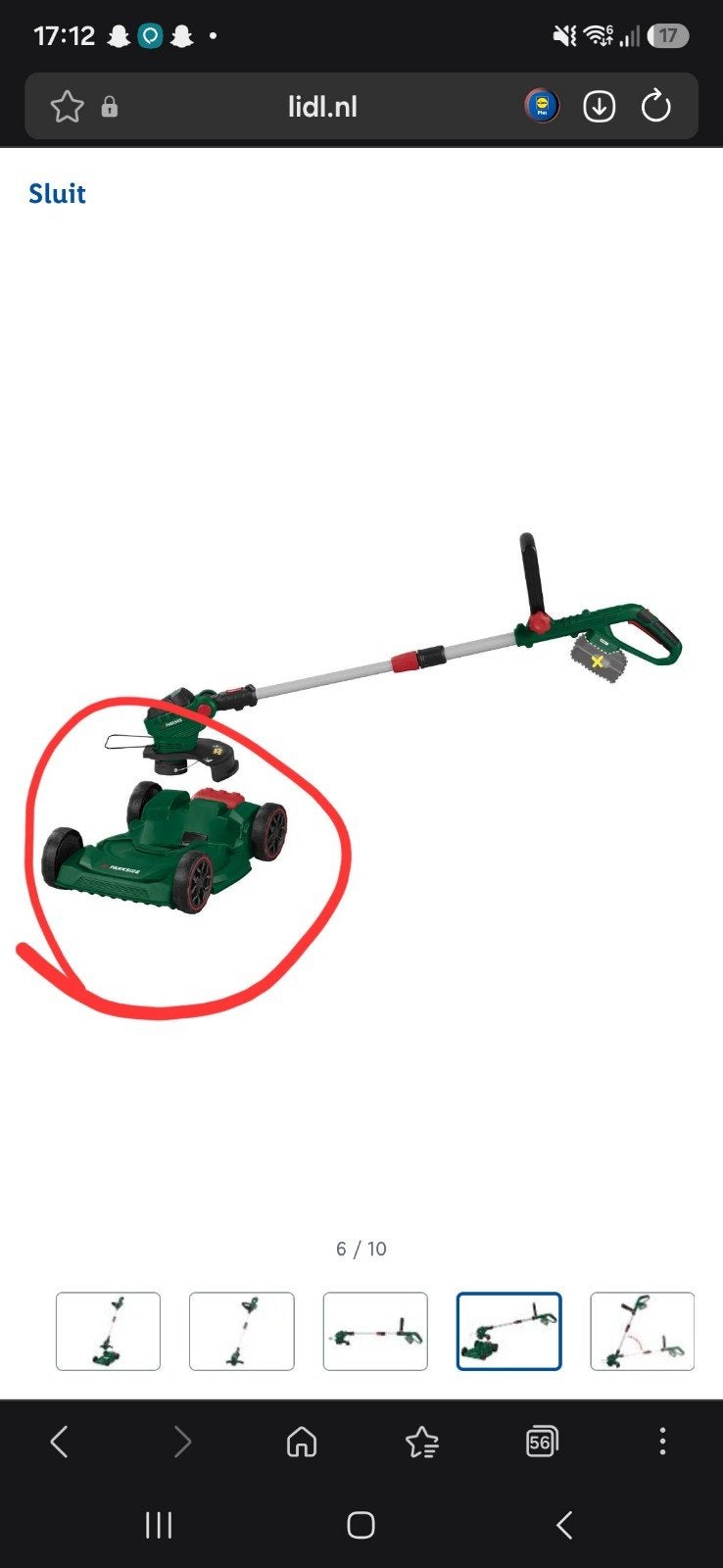 Onderdeel maaihulpstuk, Tuin en Terras, Ophalen of Verzenden, Zo goed als nieuw, Accu-grasmaaier, Parkside