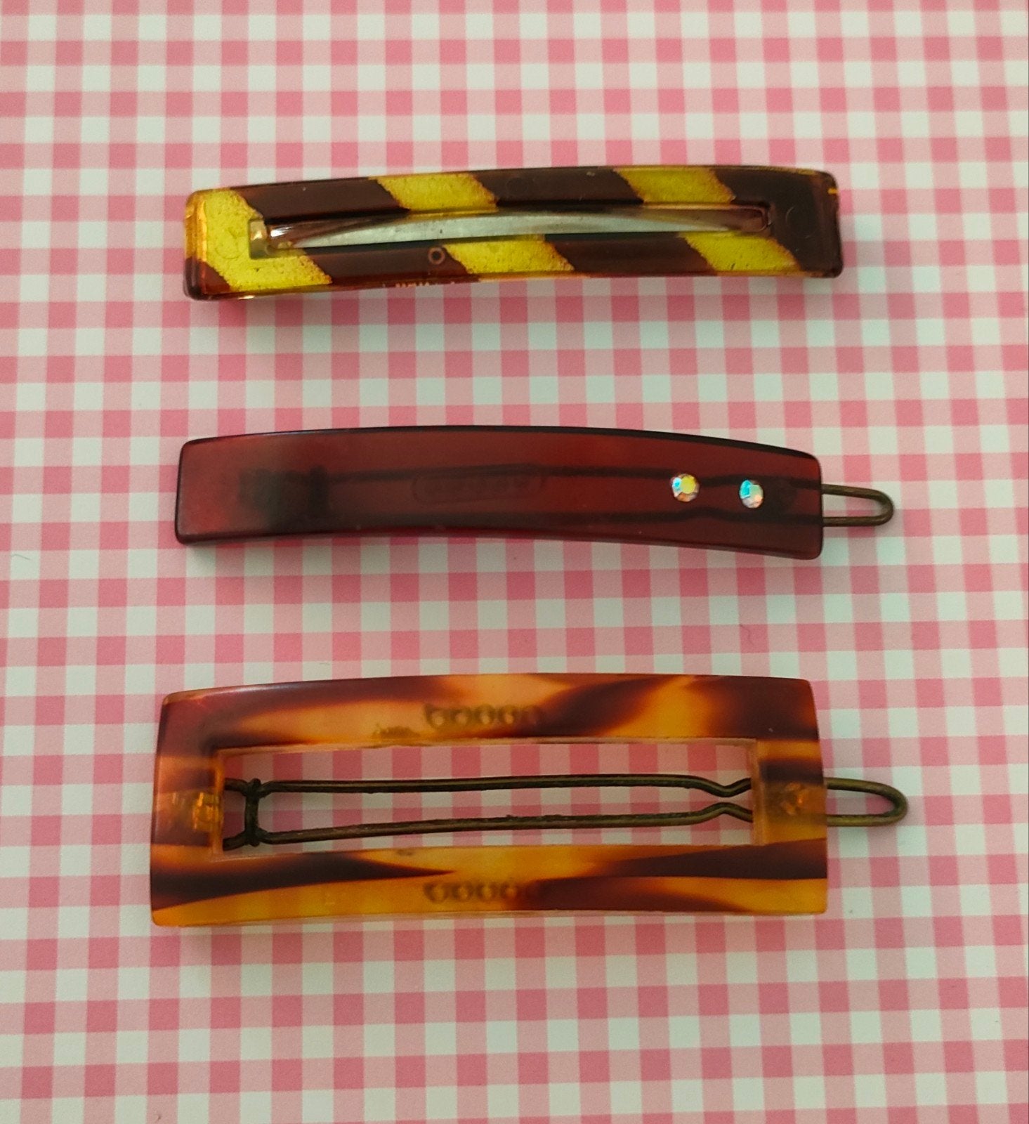 Vintage metalen & kunststof bruine haarspeldjes., Ophalen of Verzenden, Zo goed als nieuw, Haarspeld