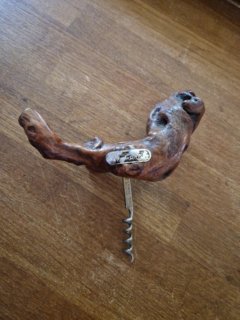 Vintage Franse kurkentrekker wortelhout wijnrank 1950’s, Antiek en Kunst, Ophalen of Verzenden