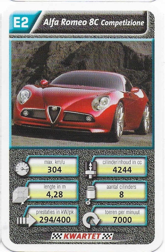 Kw4289 autokaartje e2 alfa romeo 8c competizione, Ophalen of Verzenden, Zo goed als nieuw, Auto's