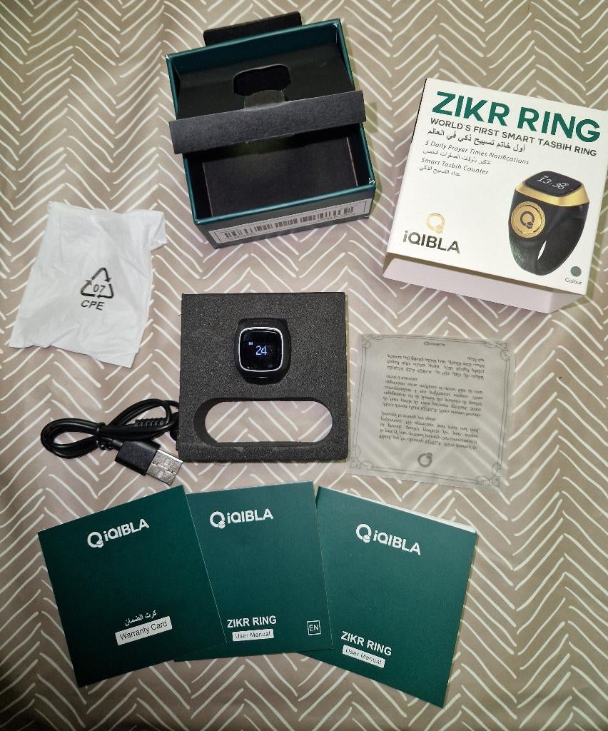 Zikr Smart Ring, Ophalen, 20 of groter, IJzer of Staal, Zwart
