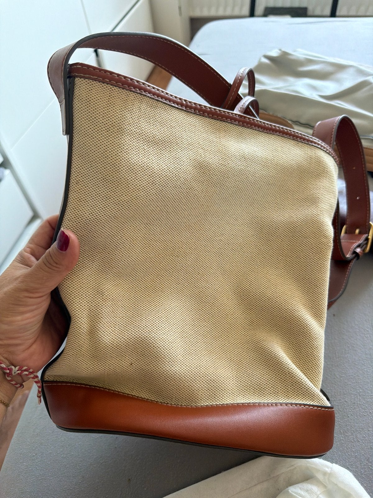 MNG Handtas beige met bruine accenten, Ophalen of Verzenden, Gebruikt, Beige, Handtas