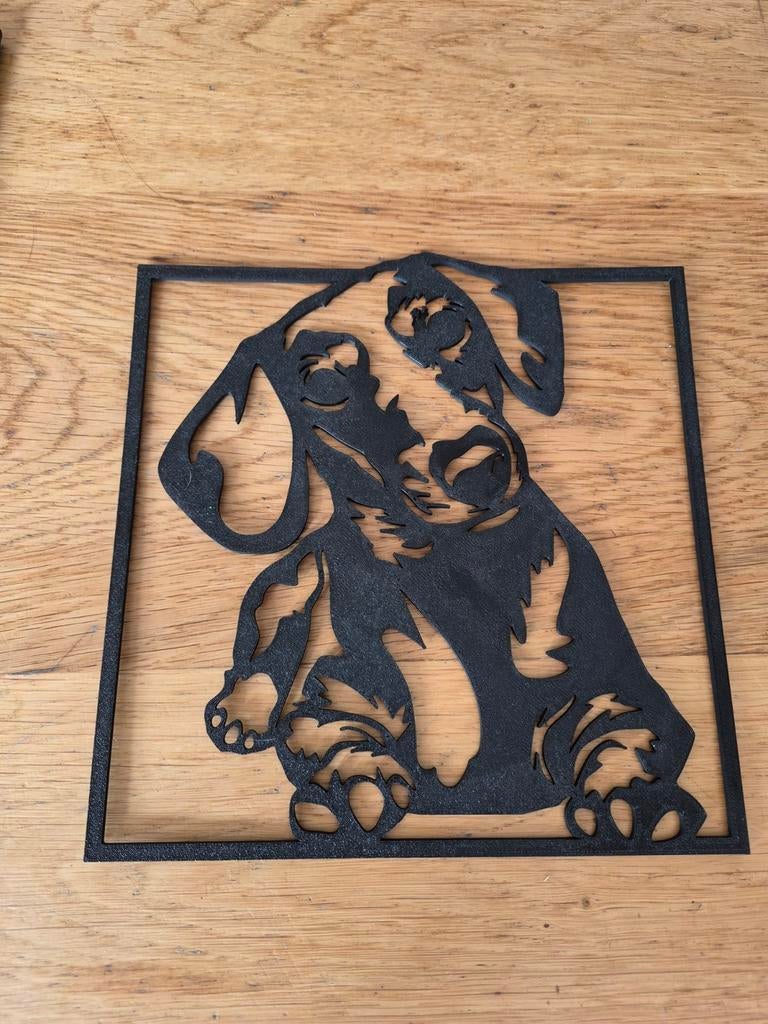 3D geprinte Wallart Teckel 20x20, Ophalen of Verzenden