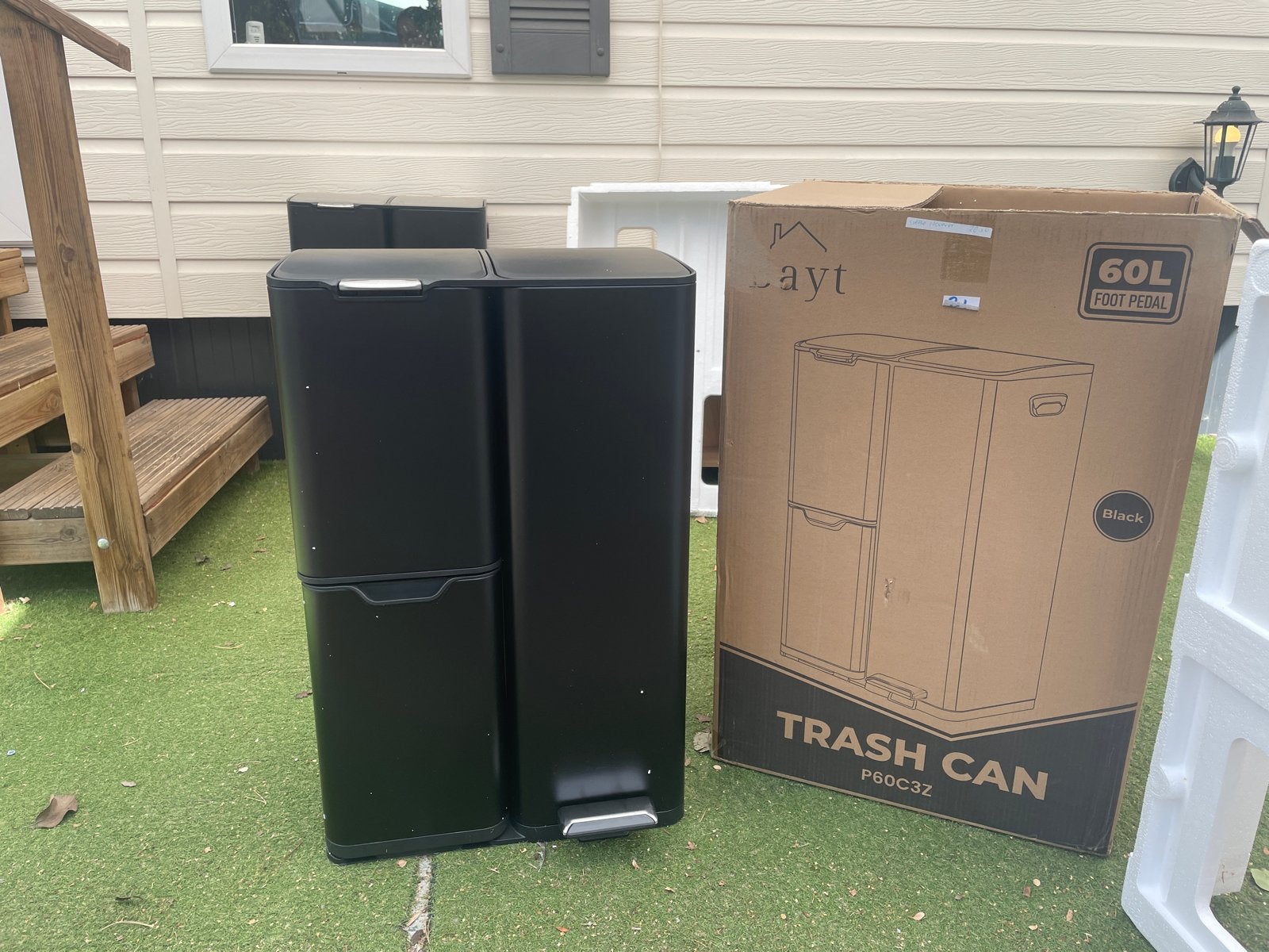 Nieuwe 60L afvalscheider met pedaal - Zwart, Kunststof, Met pedaal, Nieuw, 40 liter of meer