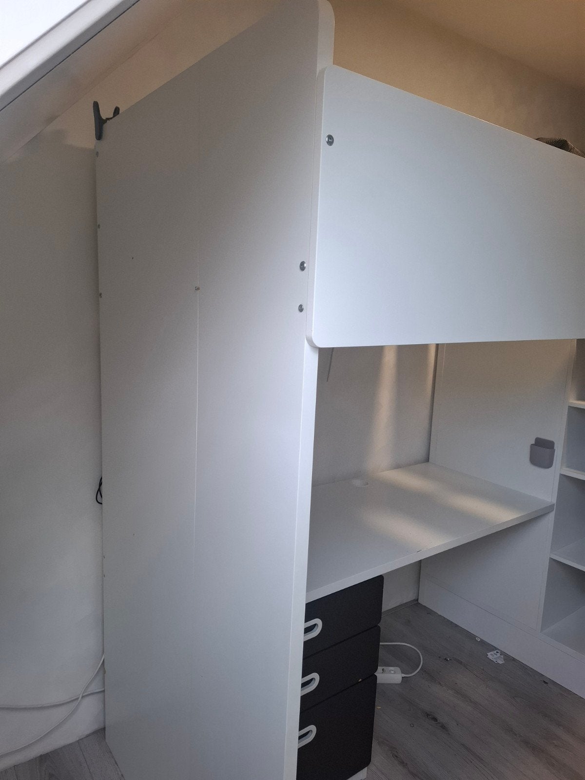 Ikea Stuva Hoogslaper met bureau en kast - Wit/Zwart, Ophalen, Hoogslaper, Eenpersoons, 200 cm
