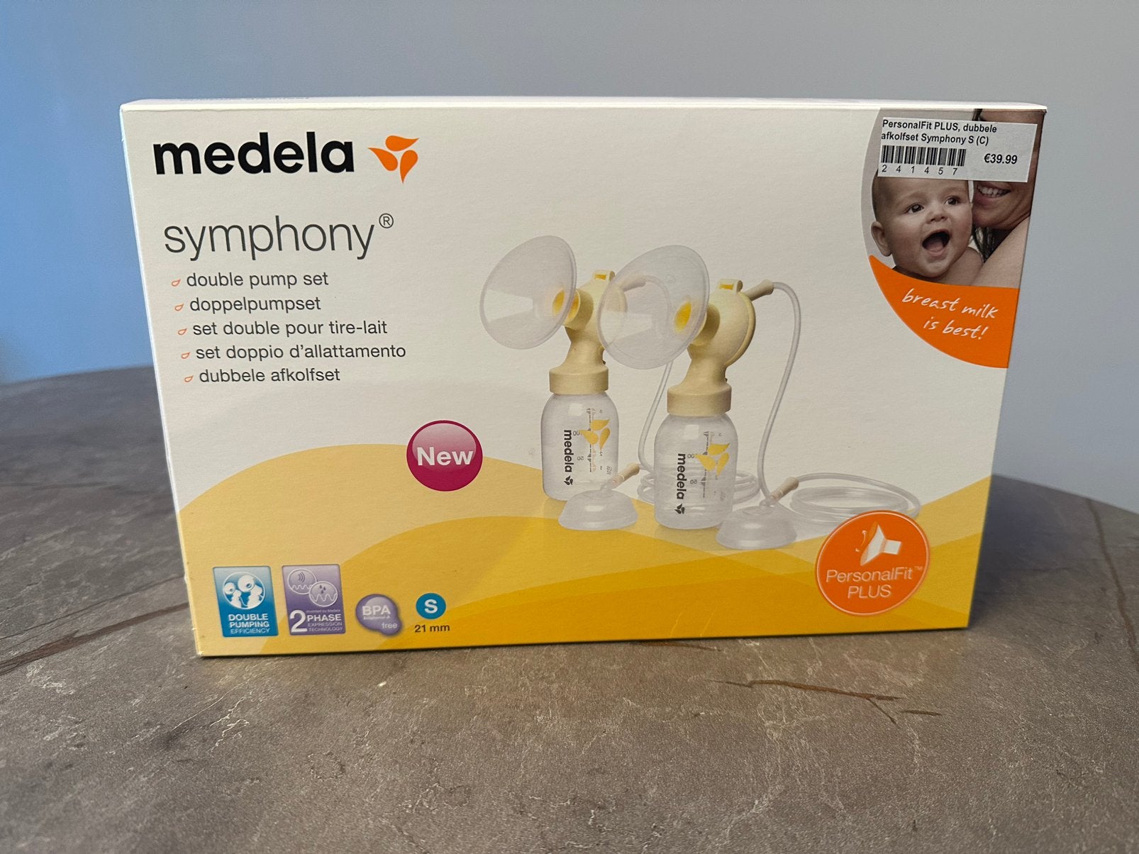 Medela Symphony dubbele kolf 1x gebruikt op advies kraamzorg, Ophalen, Zo goed als nieuw, Borstkolf