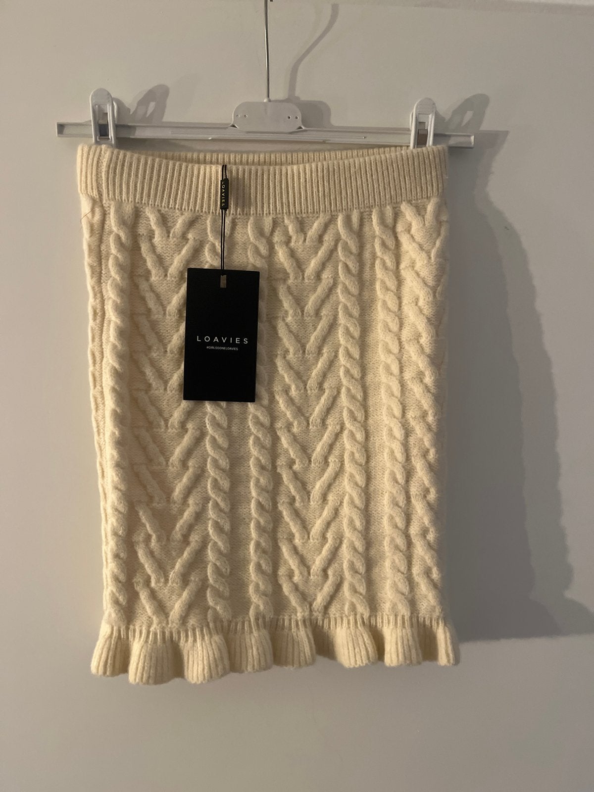 Loavies gebreide mini-rok met kabelpatroon, Verzenden, Wit, Nieuw, Maat 34 (XS) of kleiner