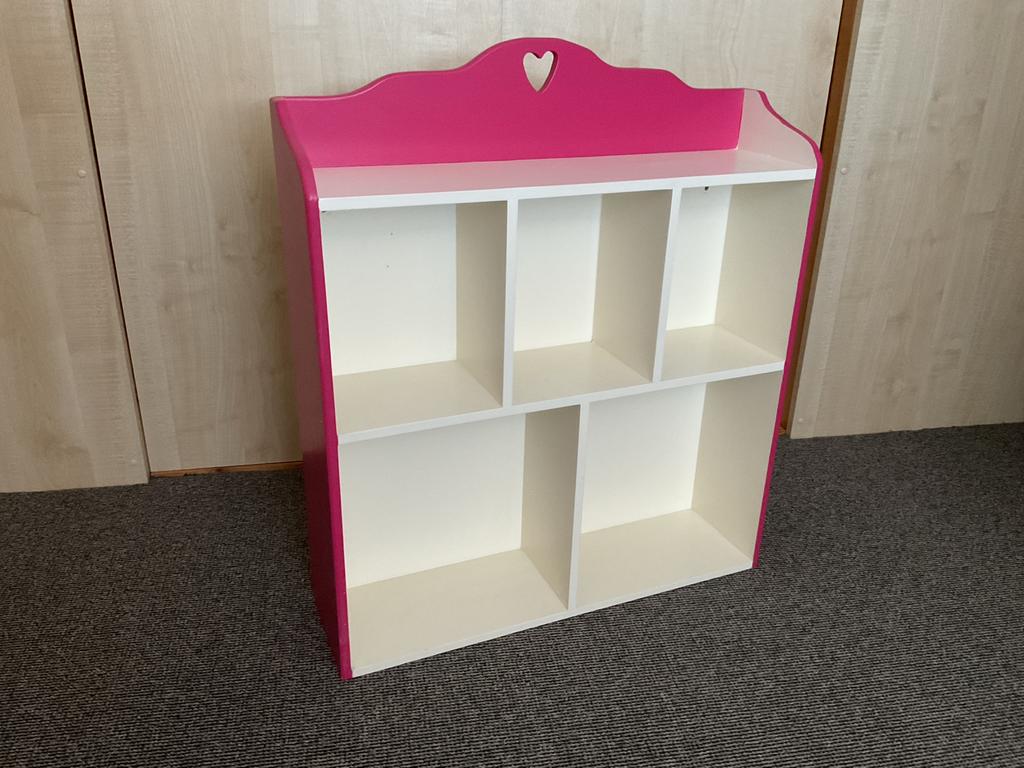 Meisjes wandkastje,  wit/roze met vakjes - 72x62.5x17cm, Ophalen, Gebruikt