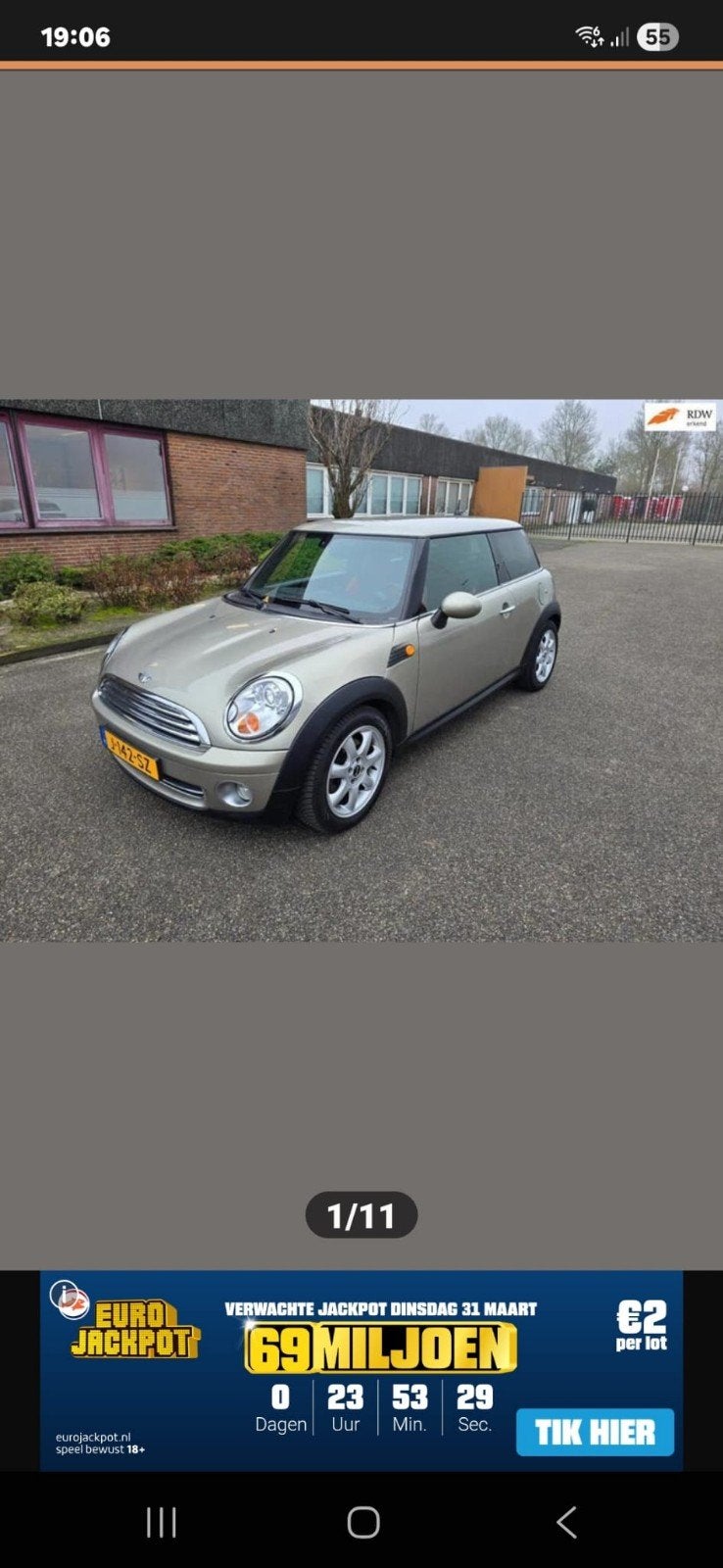 Mini 1.6 16V Cooper 88KW AUT 2007 Grijs, Auto's, Mini, 15 km/l, 750 kg, 4 cilinders, 4 stoelen