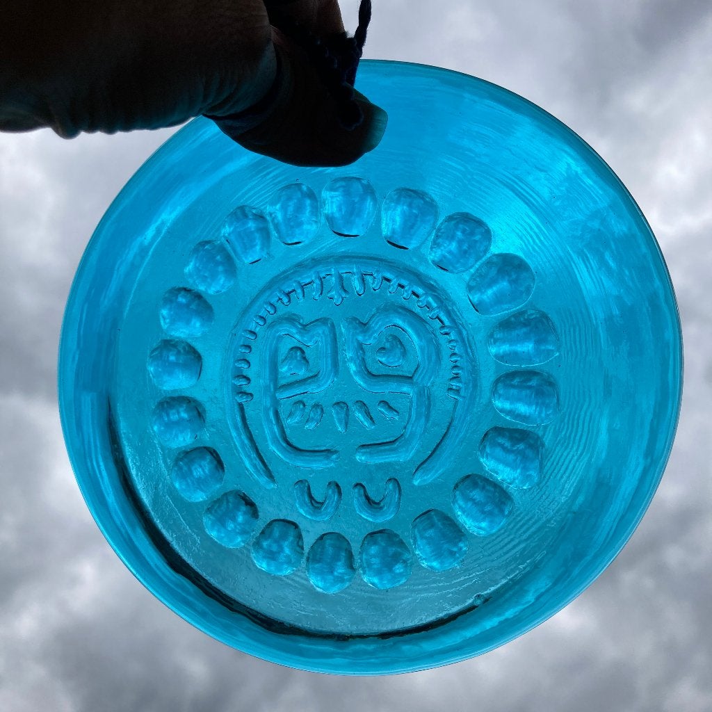Vintage raamhanger suncatcher blauw glas (Ø15cm), Ophalen of Verzenden
