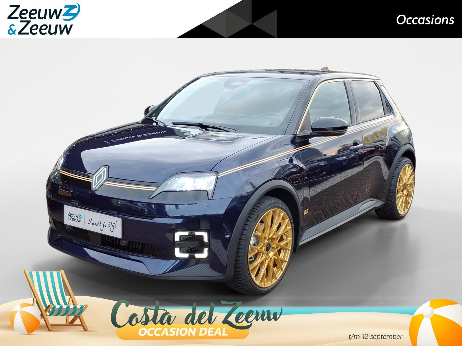 Renault 5 urban range iconic cinq 40 kWh | Bleu d'Or 3/25 |, Auto's, 12 maanden, Stof, Zwart, Blauw