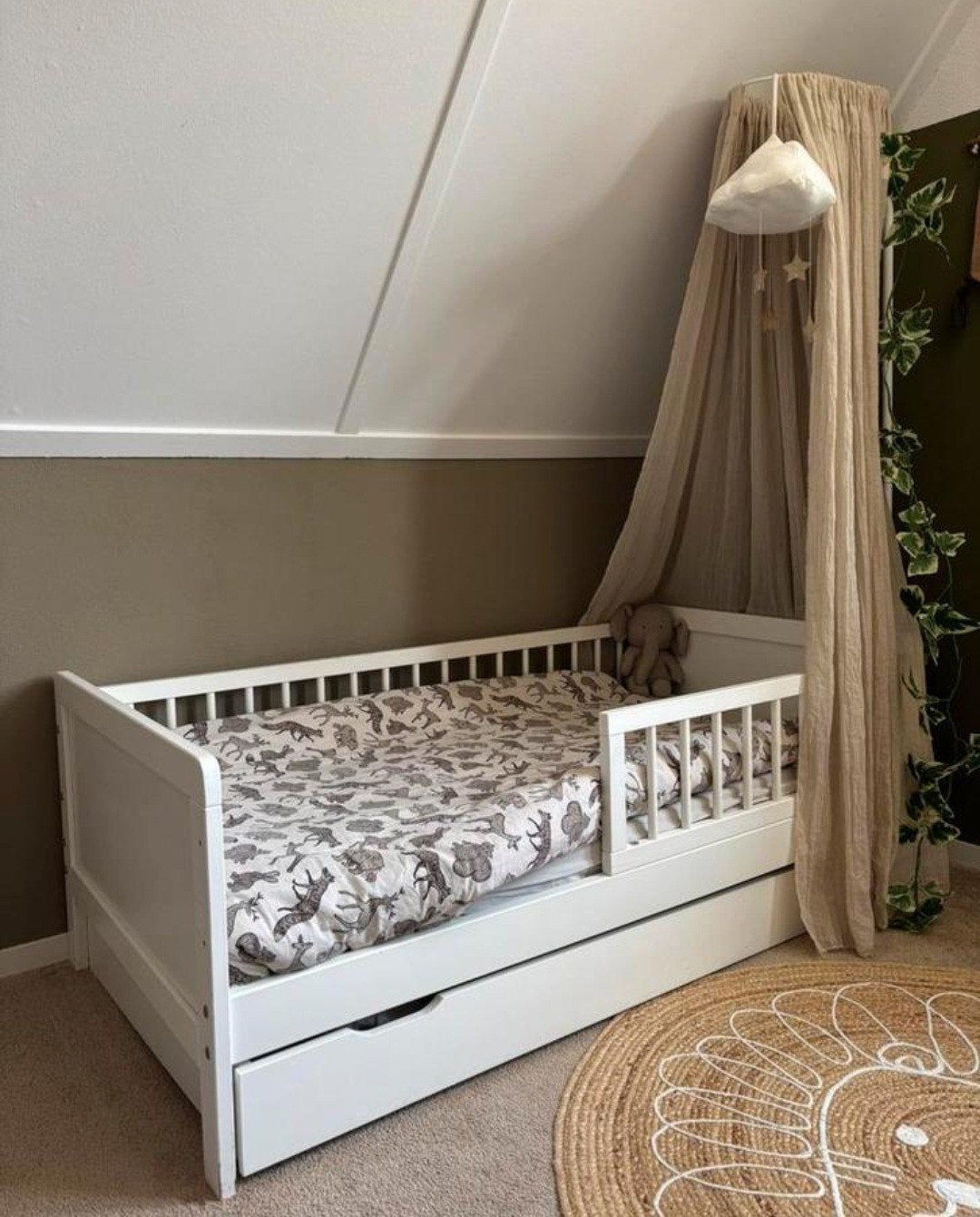 peuterbed, Kinderen en Baby's, Kinderkamer | Bedden, Ophalen, Gebruikt, 70 tot 85 cm, 140 tot 160 cm