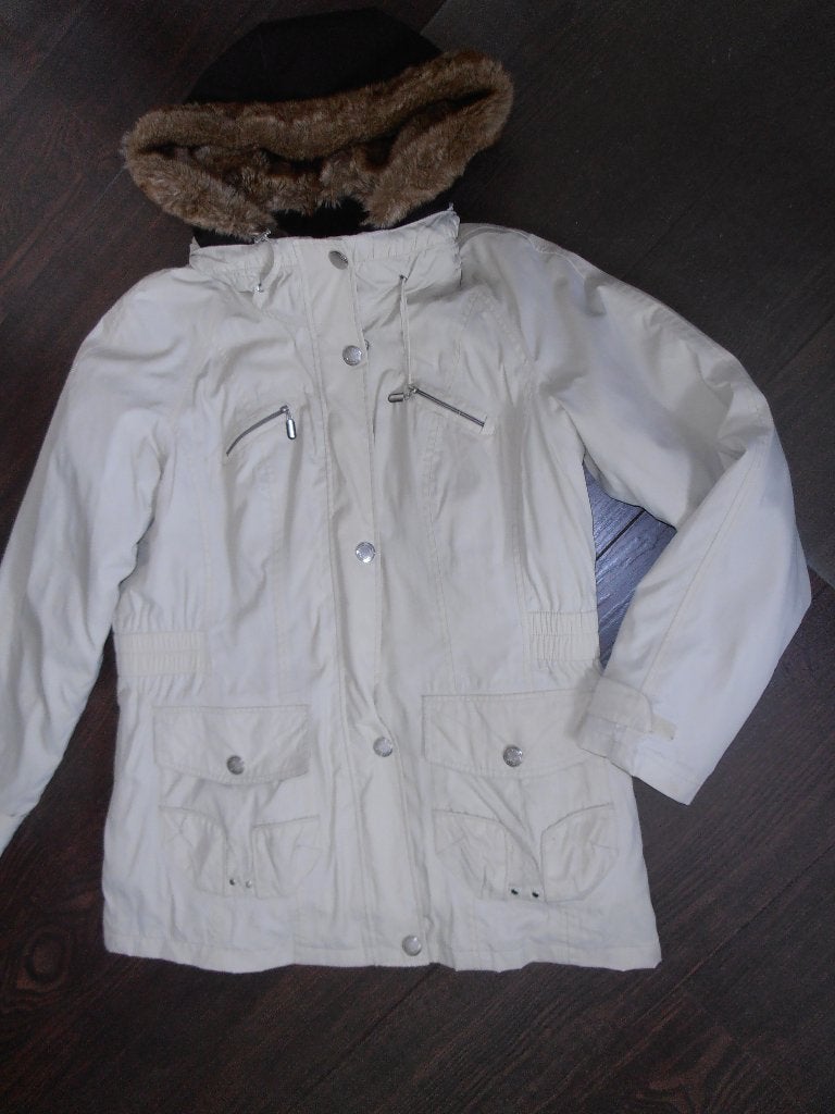Jas incl uitneembare bodywarmer, Verzenden, Zo goed als nieuw, Maat 42/44 (L), Beige