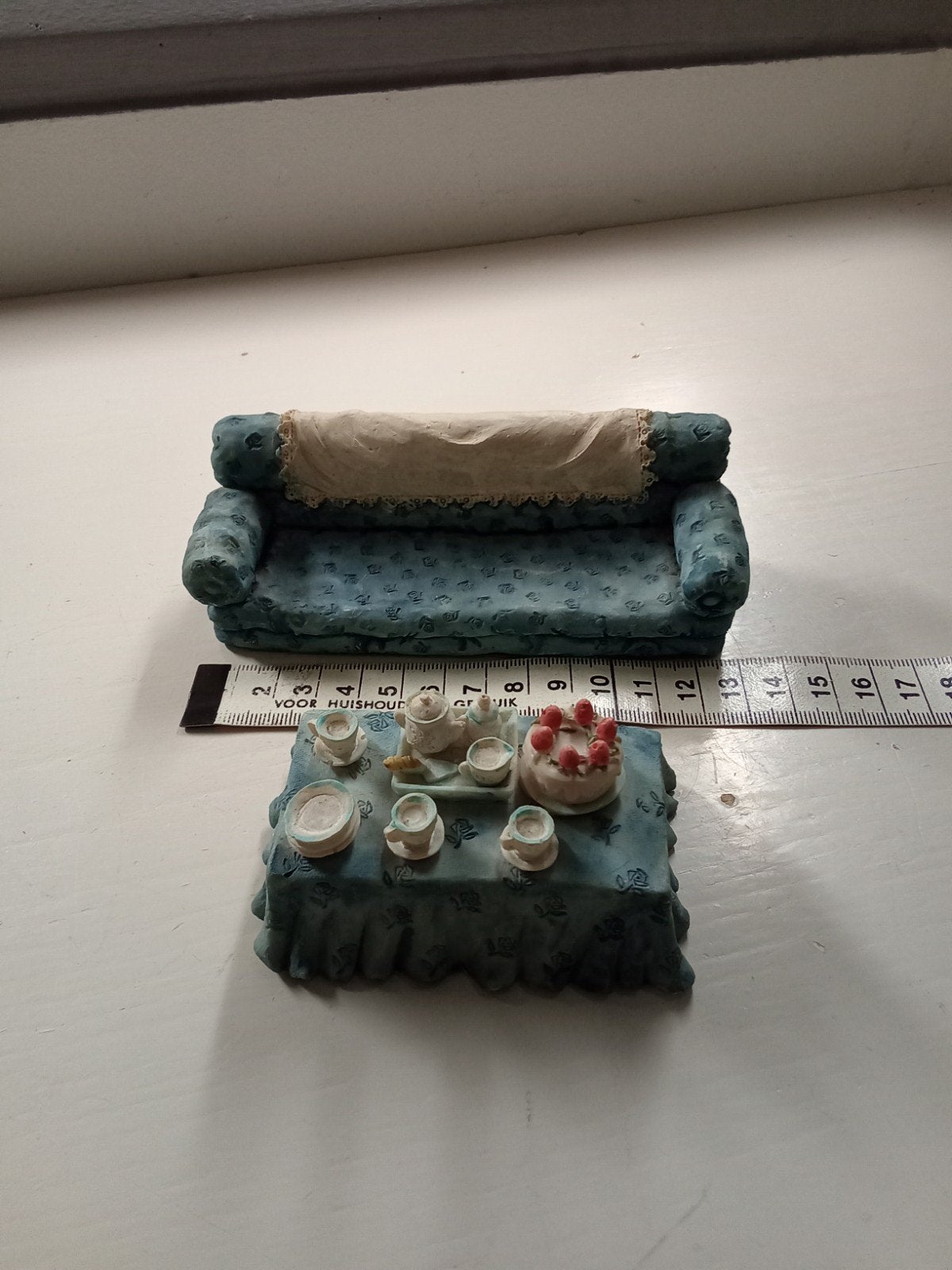 Bank + salontafel, Ophalen of Verzenden, Zo goed als nieuw, Poppenhuis