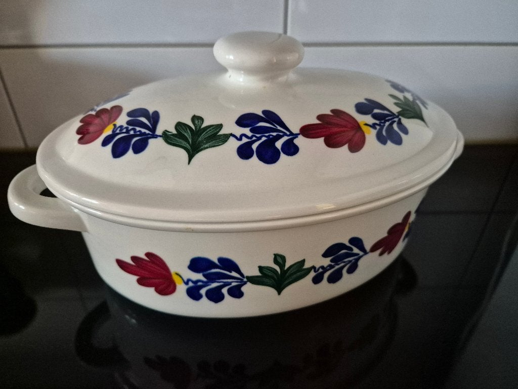 Boerenbont Boch ovenschaal met deksel Casserole gaaf, Landelijk/Boerenbont, Ophalen of Verzenden, Royal Boch, Aardewerk