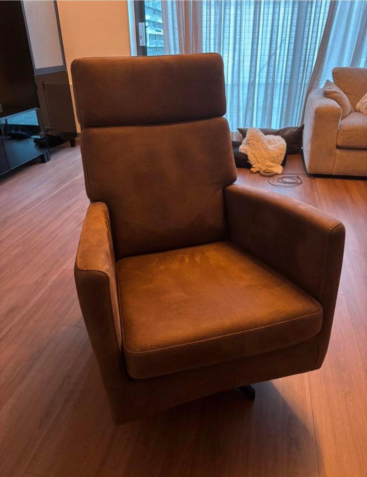 Draai bankje relax bank stoel, Ophalen, Zo goed als nieuw, 75 tot 100 cm, Leer