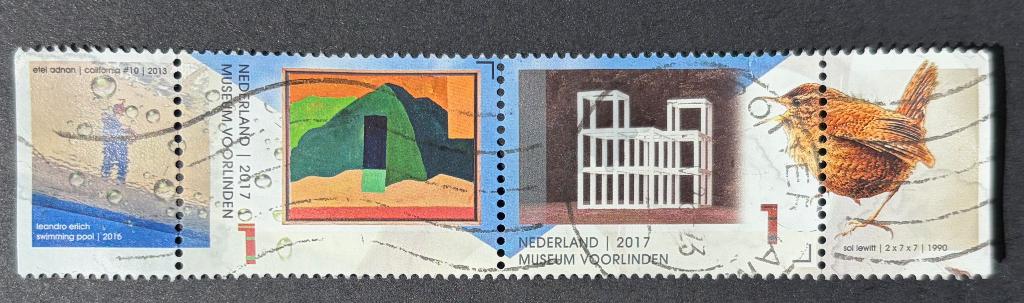 Persoonlijke duo-postzegels Nederland Museum Voorlinde tabs, Postzegels en Munten, Ophalen of Verzenden, Na 1940, Gestempeld